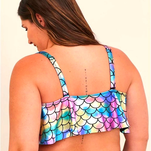 ❤️NWT VINTAGE TORRID SWIM TOP - MERMAID PRINT - WIRELESS SWIM FLOUNCE BIKINI - Picture 2 of 16